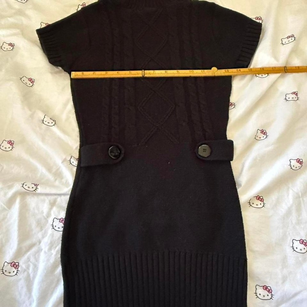 Vintage Y2K 2000s Poof‎ Black knitted mini dress with buttons - Picture 3 of 5